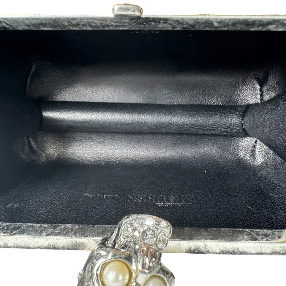 Alexander McQueen UK Bag Mink Skull Brittania Minaudiere Fur Clutch Union Jack